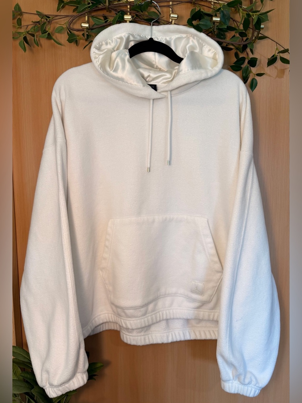 Jordan Oversized Fit Satin Lined Hoodie Cream White XL